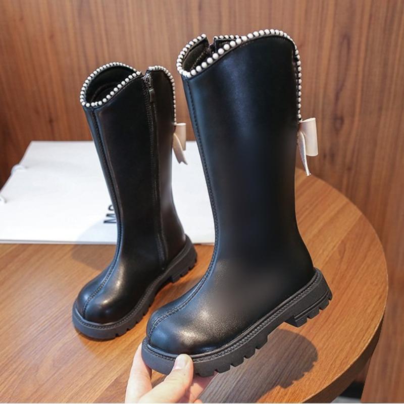 

Children s long boots winter girls high boot with fleece child boot warm girl shoes soft soled non slip kids shoes 37 чорний