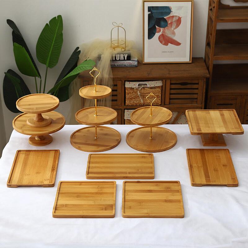 Bamboo Dessert Display Stands & Cake Trays