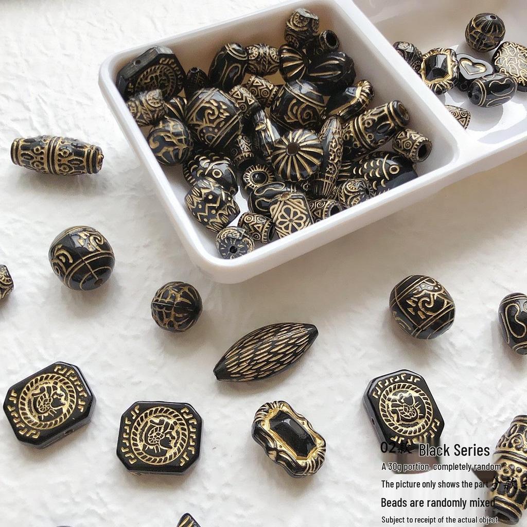 Retro Japanese Gold-Painted Acrylic Beading DIY Kit for Beginners