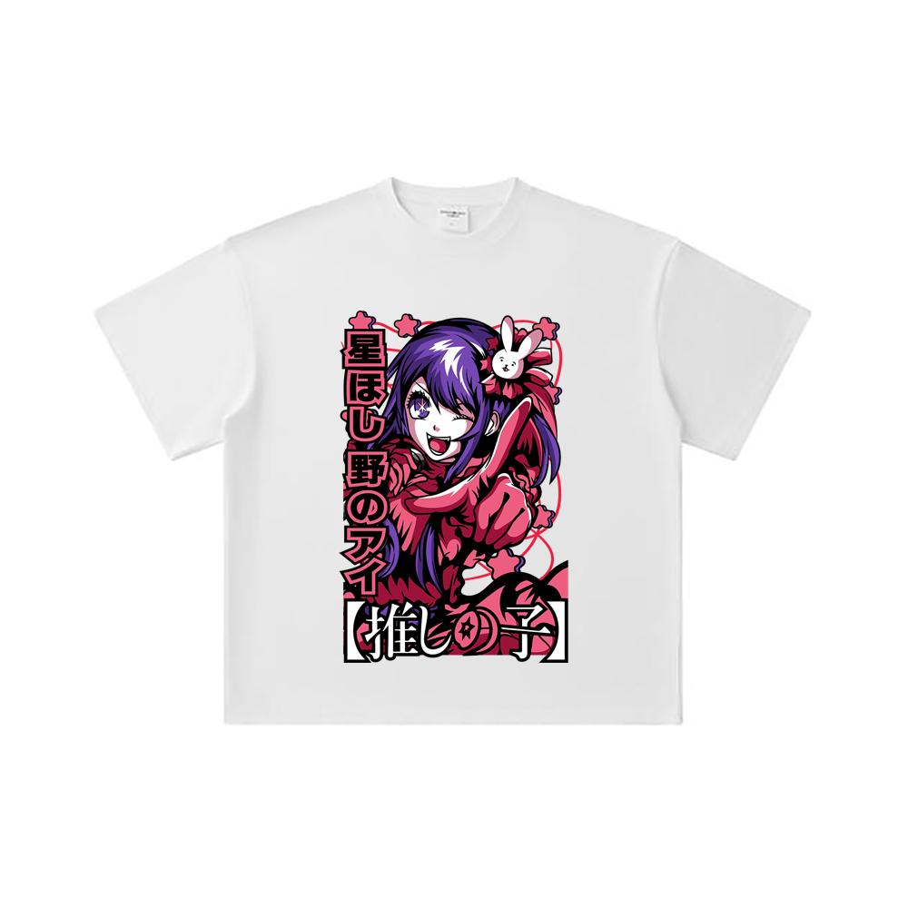 260 GSM Double Yarn 32 Count 100% Cotton Oshi No Ko V2 Print Unisex Heavy Cotton T Shirt
