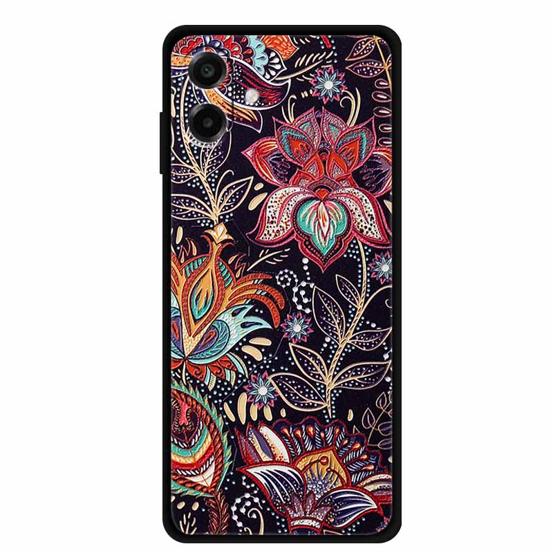 

3D Silicone Case For Samsung Galaxy A07 4G Case Relief Emboss Flowers Black Soft Back Cover Coques For Samsung Galaxy A17 Cases Galaxy A07 4G