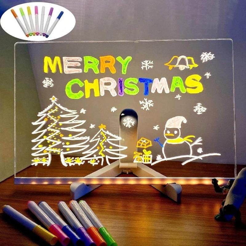 Acrylic Dry Erase Board LED Light Up Note Board with Markers Modern Message Center for Desk or Wall Writing Board Daily Planner