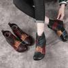 Winter Obermaterial Rindsleder Niedriger Absatz Lässige Kurze Stiefel Ethnischer Stil Colorblocking Echtes Leder Martin Stiefel Warm und Bequem