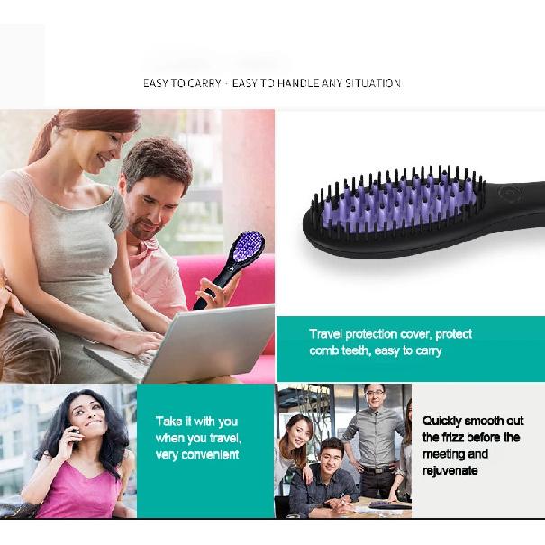 Hair Straightener Brush Ceramic Fast Straightening Heating Hot Comb Women's Smoothing Brush Styling Tool Curling Iron