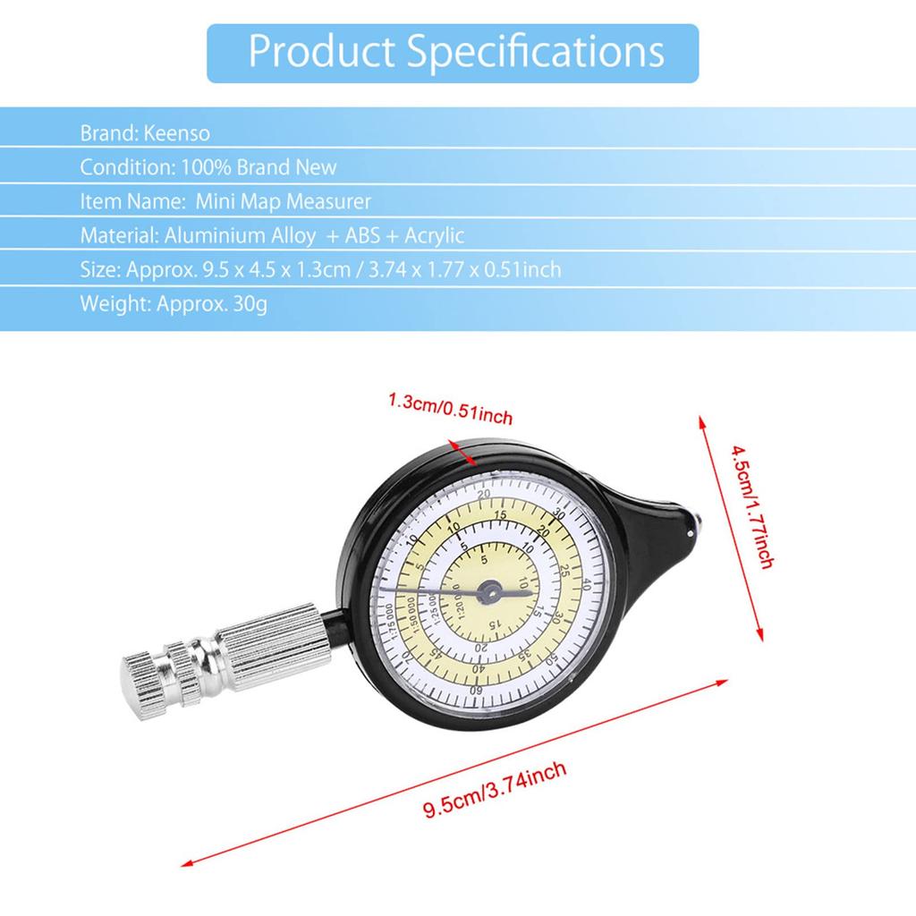 Digital Map Distance Measuring Mapping Map Distance Measuring Curvature Curve Meter for and Hiking Tool, Calculator, Tool, Wear-Resistant Tool, Meter,