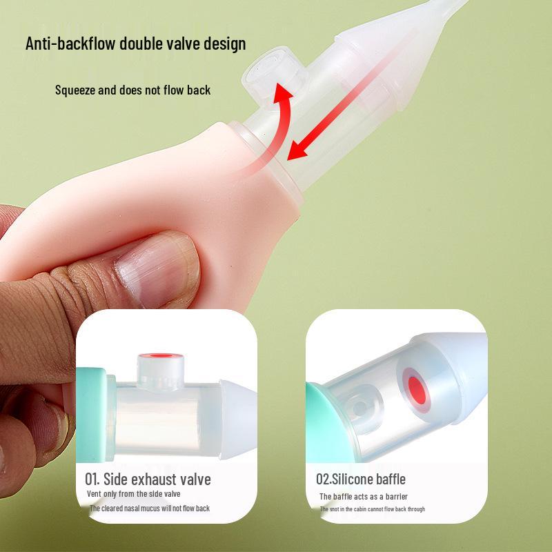 Silicone Anti-Backflow Infant Nasal Aspirator - Manual Pump Nasal Mucus Cleaner