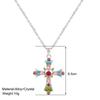 Trendy Personality Colorful Rhinestone Cross Hollowed-out Heart Pendant Necklace Earrings for Women Men Y2k Jewelry Accessories