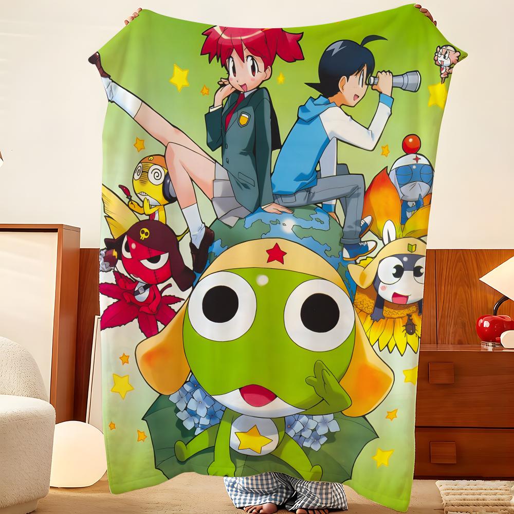 Anime K-Keroro G-Gunso Throw Flannel Throw Blanket, Lightweight Cozy, Durable Washable cute Cool