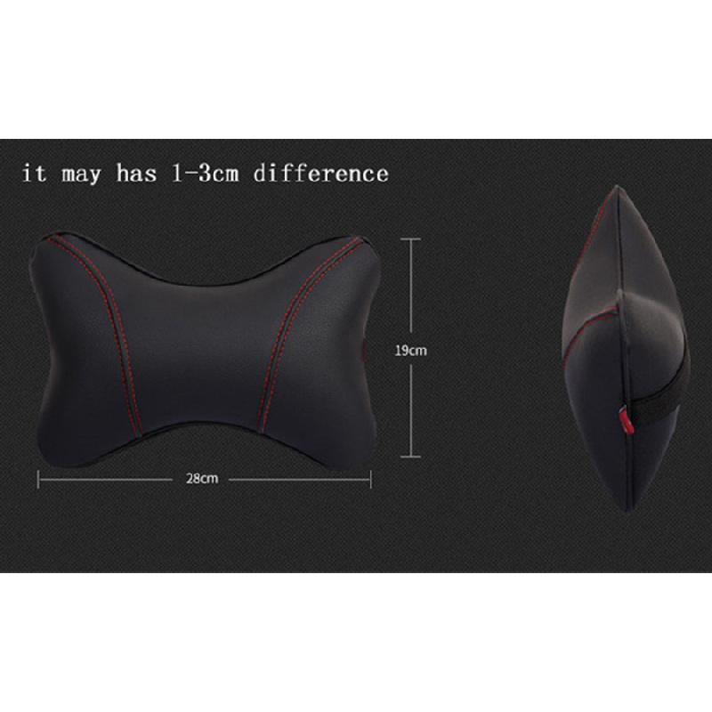 2 X Breathable Wear-Resistant Black PU Leather Car SUV Headrest Neck Rest Pillow