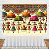 2D Colorful Rajasthani Umbrella Backdrop Indian Festival Photo Booth Background