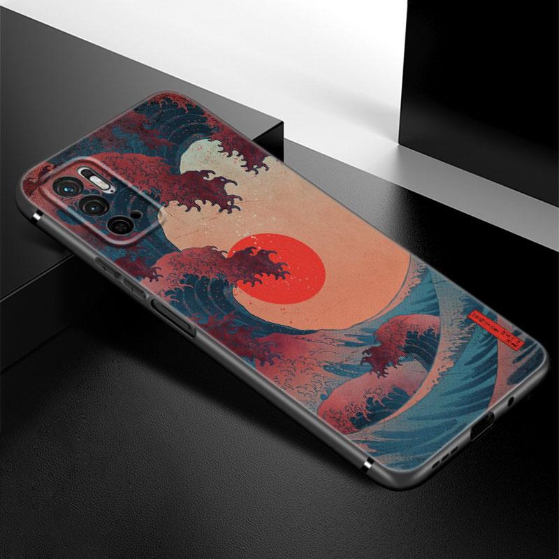 Ukiyo-e Japanese Style Art Phone Case For Xiaomi Redmi Note 7 8 9 10 Lite 11 11E 11T 12 Pro 11S 4G 10T 5G 8T 9S 10S Black Cover