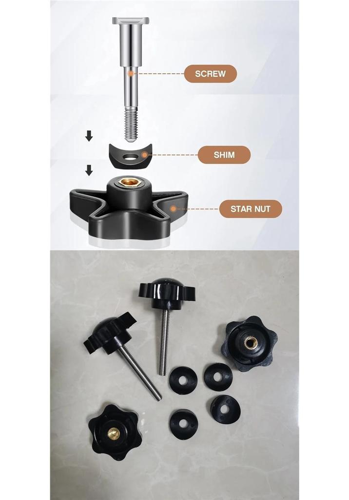 Plum Blossom Hand-Tightening M6 Bolt with Rubber Washer for Rollator Walker Replacement