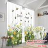 2 Stück 2D-Flachdruck Fensterbehandlung Vorhänge Bienenwiese Blumen Bienen Polyester Ohne Strom 0 für Alle Anlässe