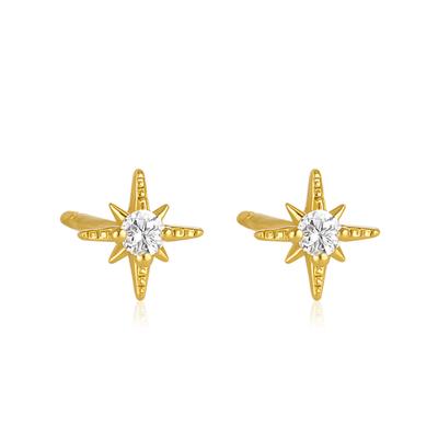 Nordstern Ohrstecker - 925 Sterlingsilber Gold Plated