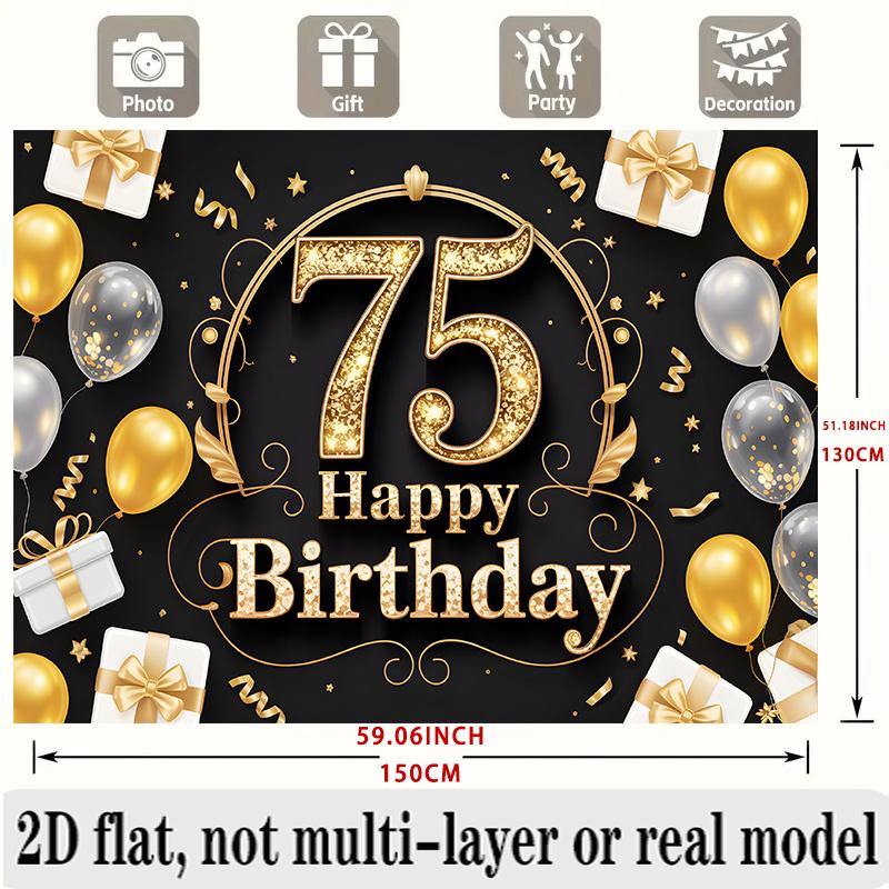 Party Backdrop 75Th Birthday Flat Designed Joyful Serves Photos Well Event Backdrop Decoration Birthday Party Decor
