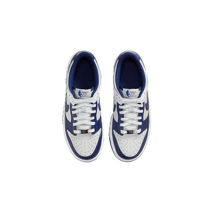NBA X Nike Dunk Low EMB GS 75th Anniversary - Nets Kids Sneakers White Dark-Blue Grey DO6288-001