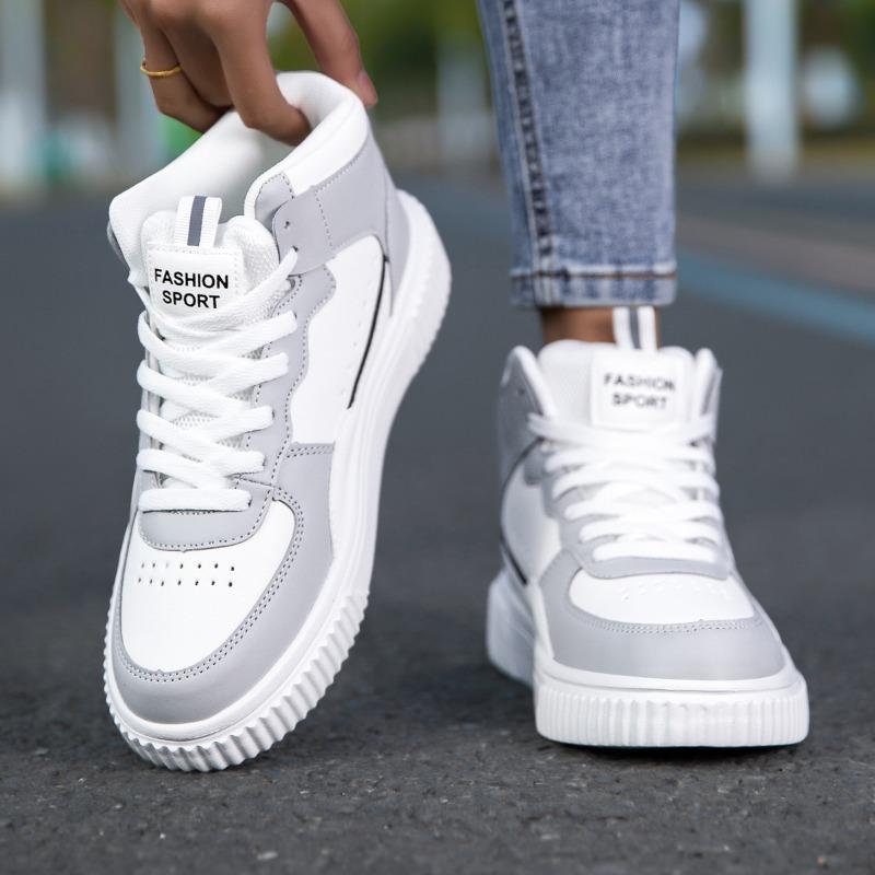 High Top Sneakers Unisex Non Slip Platform Men's Skate Shoes Spring Autumn Casual Leather Skateboard Shoes for Women