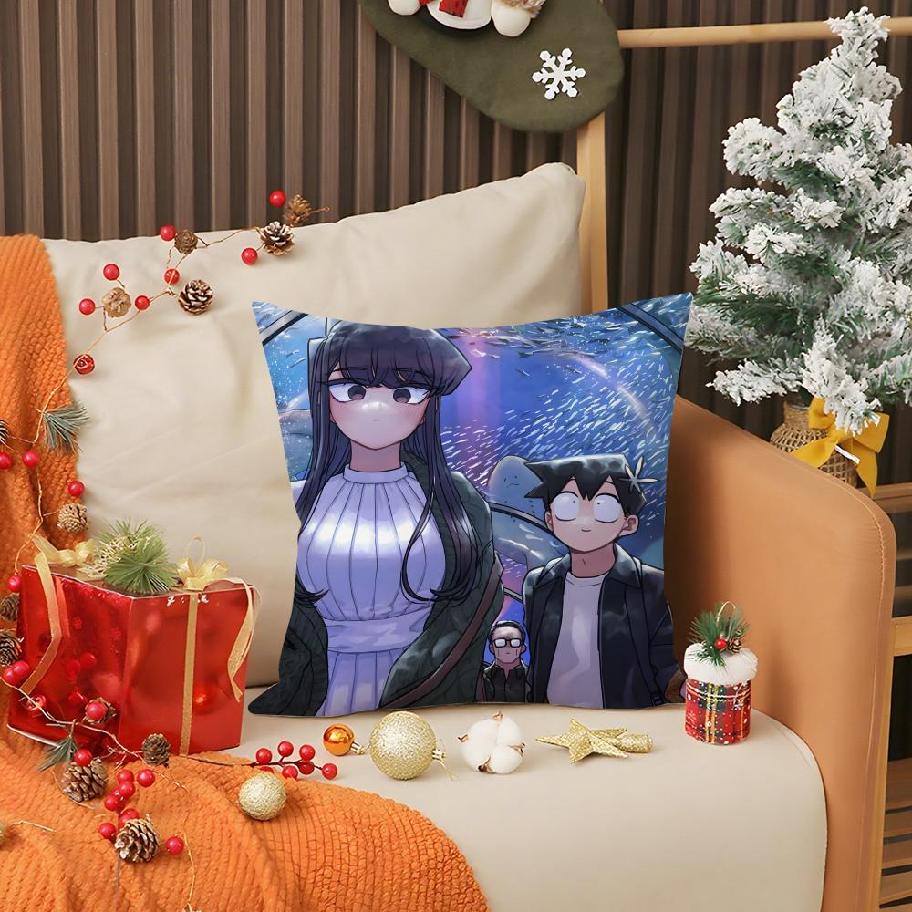 K-Komi Cant Communicate Anime Cartoon Pillow Case Printing Pillowcase Living Room Sofa Cushion Cover Bedroom Room Decor