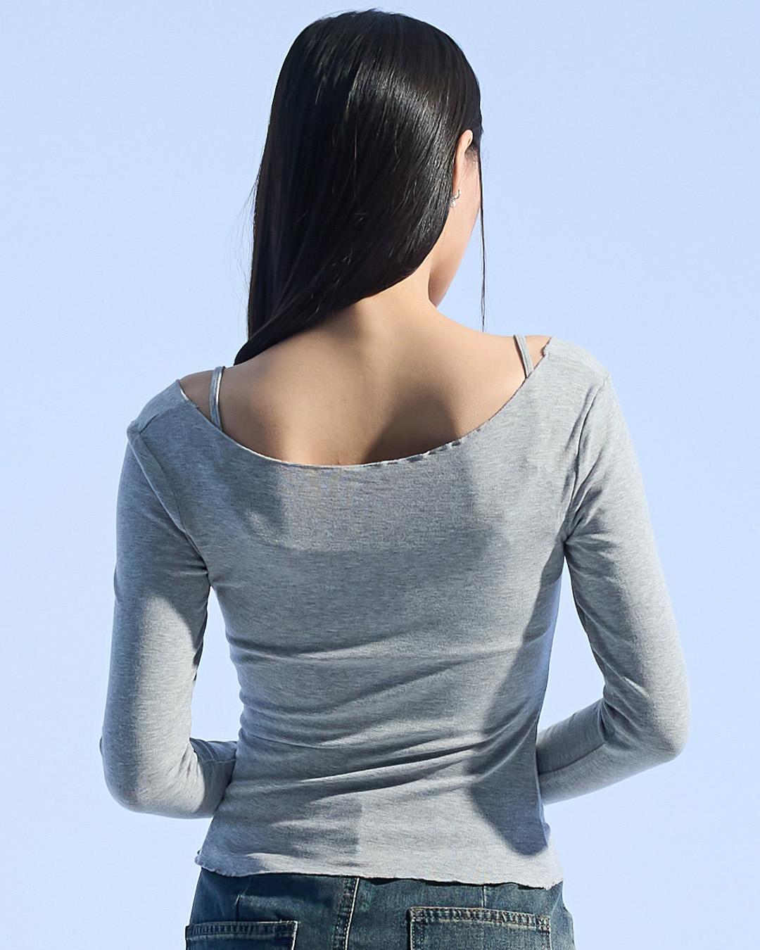 Moa Layered Squar Neck Top (Gray) Inner Set Gray/S