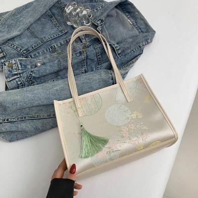 Large Chinese Style Shoulder Bag for Women Versatile Shoulder Bag University Student Traveler Bag