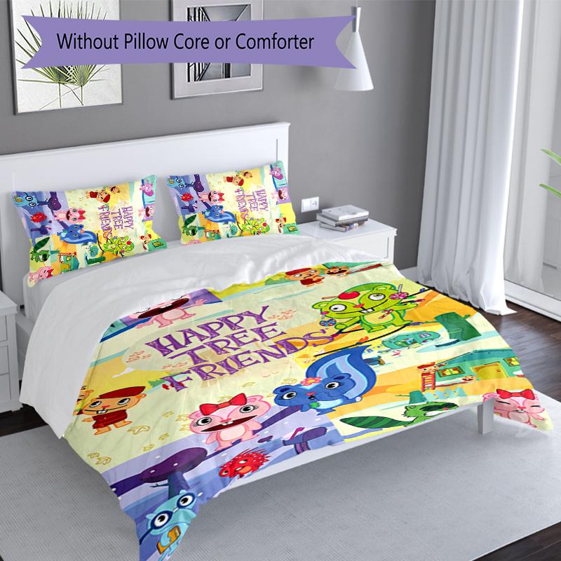 3pcs Happy Tree Friends Pattern Bedding Set Duvet Cover Set Includes Duvet Cover &pillowcases, Perfect All Season Bedroom Decoration & Gift