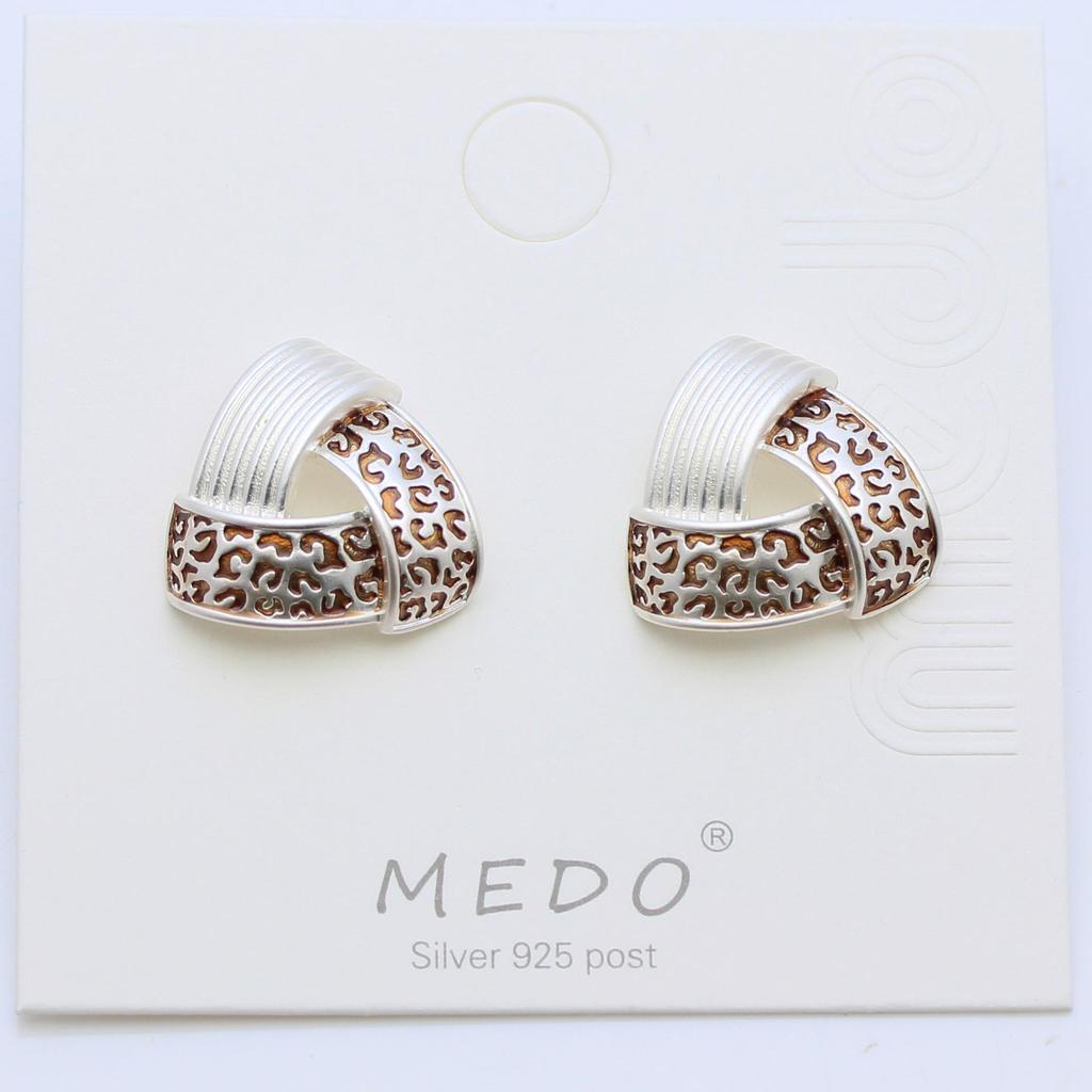 Podzimní/Zimní Trojúhelníkové Náušnice s Leopardím Vzorem - Stříbro S925