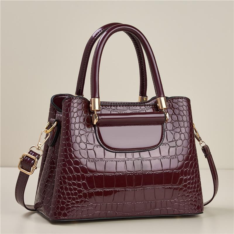 New Solid Color Women's Large Capacity Single Shoulder Crossbody Bag with Crocodile Pattern Handbag Multifunctial Fashi Bag