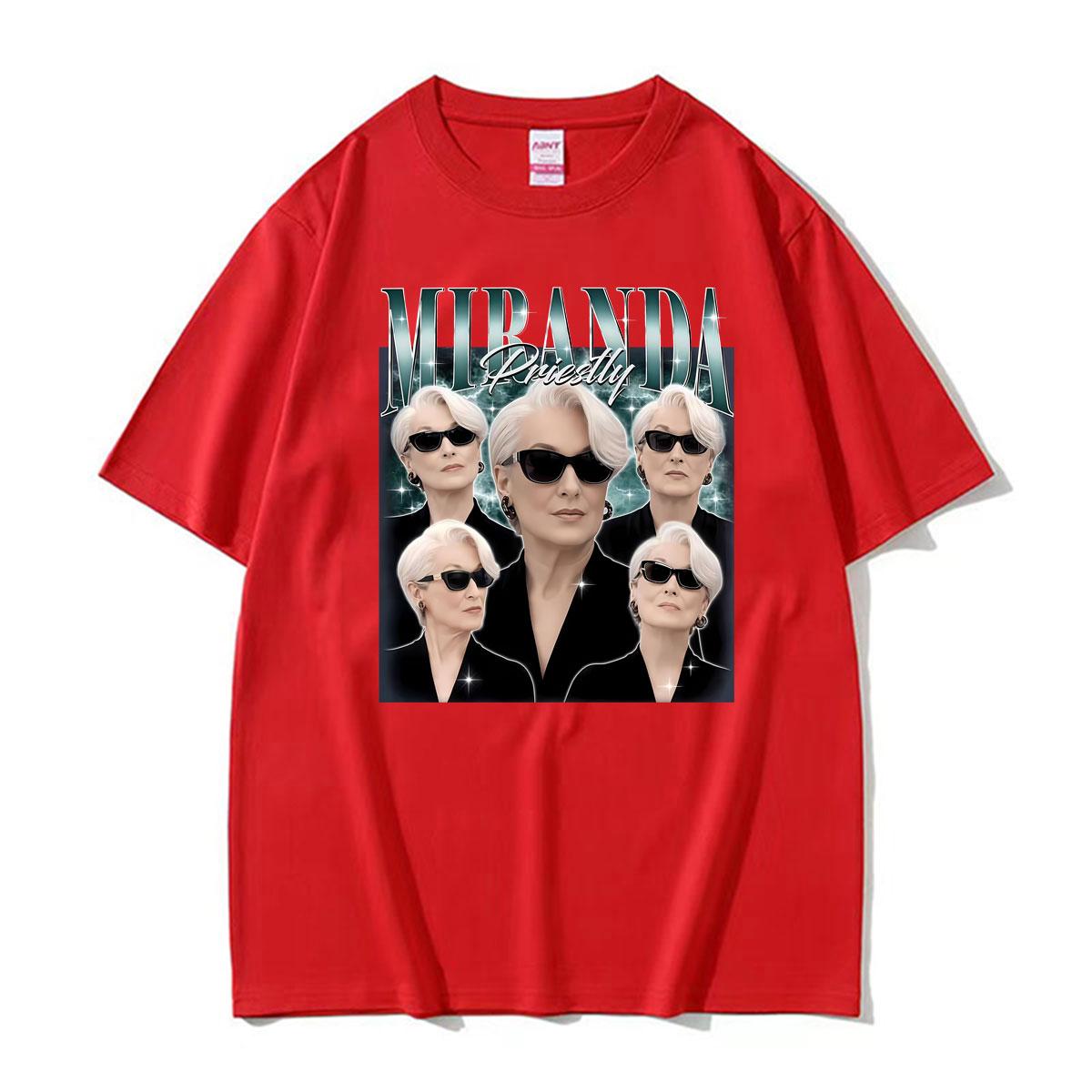 Miranda Priestly Devil Wears Vintage 90s T-shirts for Unisex Women Fashion Short Sleeve T Shirt Casual Comfort High Quality T-shirt 4XL
