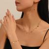 Stainless Steel Heart-Shaped Jewelry Set: Luxury Necklace, Bracelet, and Earrings with Diamonds