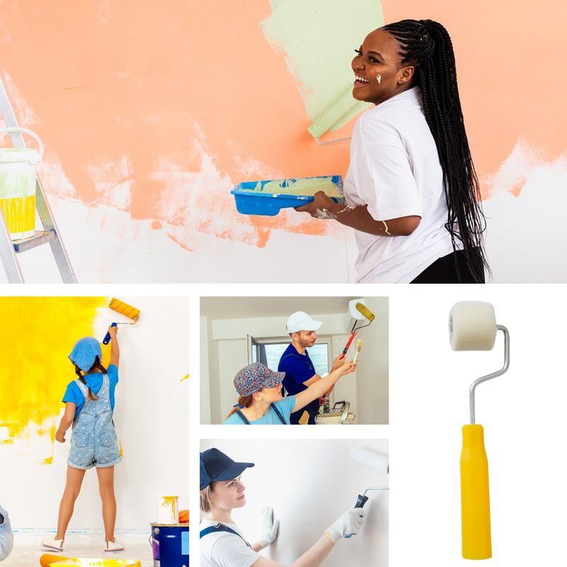 House Paint Rollers Door Paint Roller 7.09 Inches Multi-Functional Painting Brush With No-Slip Handle High-Density Foam Sponge