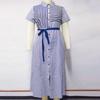 Plus Size Women Summer Striped Short Sleeve Tie Shirt Dress XL 2XL 3XL 4XL