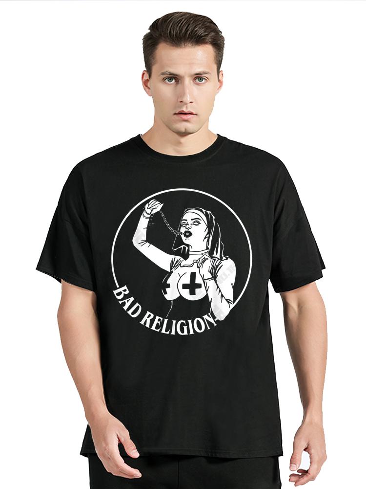 Classics Bad Nun Religion Cartoon Graphic T-Shirt Printing T Shirt Oversized Tees Fitness Streetwear Tshirt Fitness Clothing Top S разноцветный