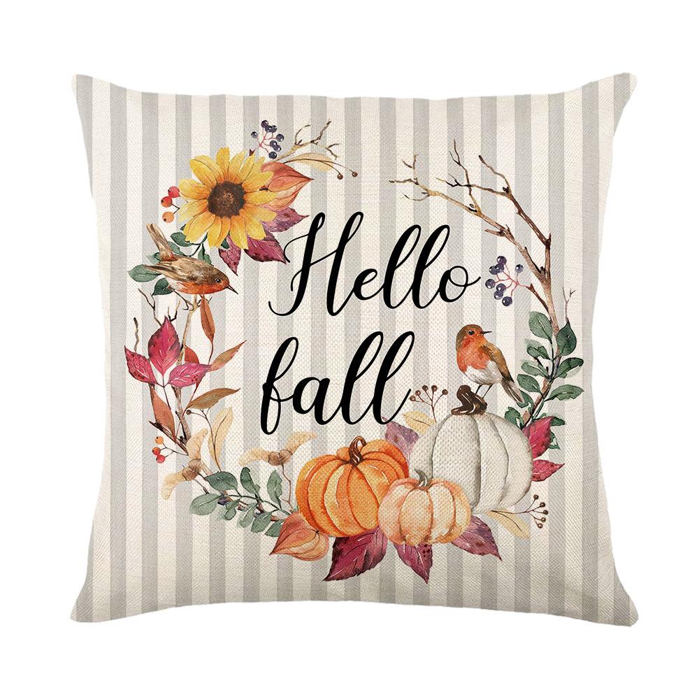 Thanksgiving Pillow Cover Pumpkin Letter Print Home Living Room Decoration Sofa Cushion Cover Bedroom Pillow Cover