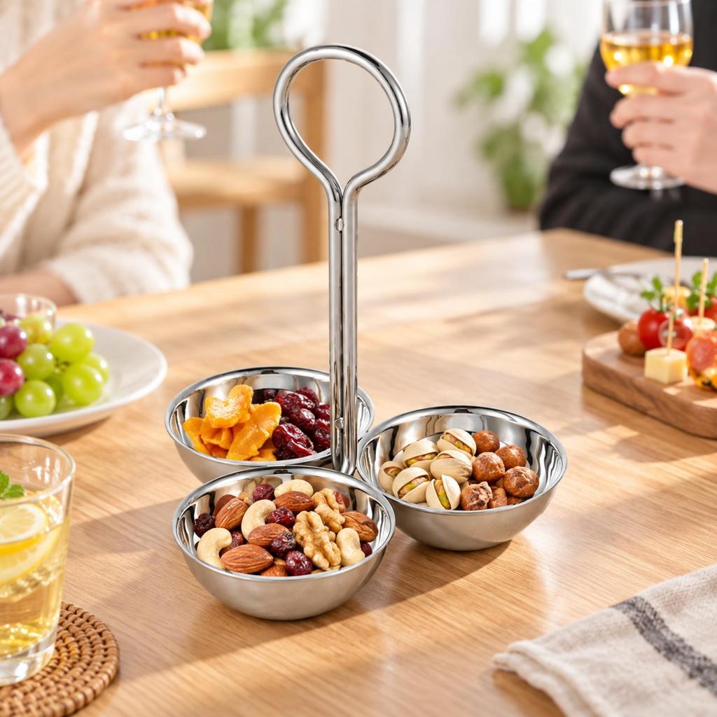 Easy to Clean Round Compartment Serving Dish with Central Support Dishwasher
