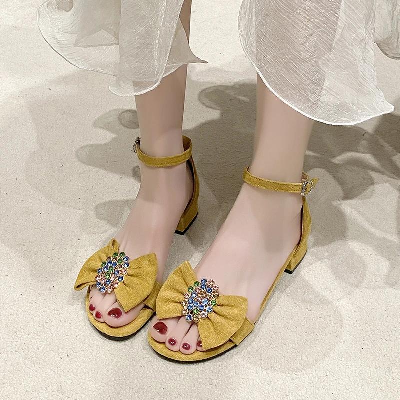 Fashion Fashion 2025 Buckle Strap Women's Sandals Summer Dress Butterfly-knot Plus Size New Crystal Best Seller Heeled Sandalszapatos