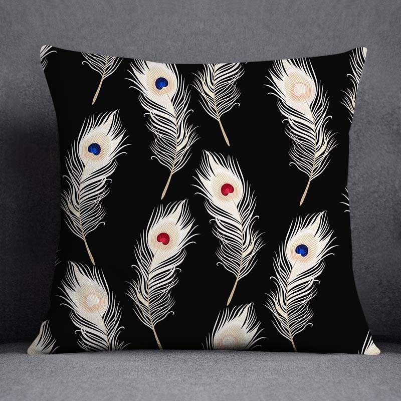 Dekorativní povlak na polštář se vzorem pavího peří Čtvercový povlak na polštář pro domácí kancelář Dekorativní povlak na polštář 45cm*45cm