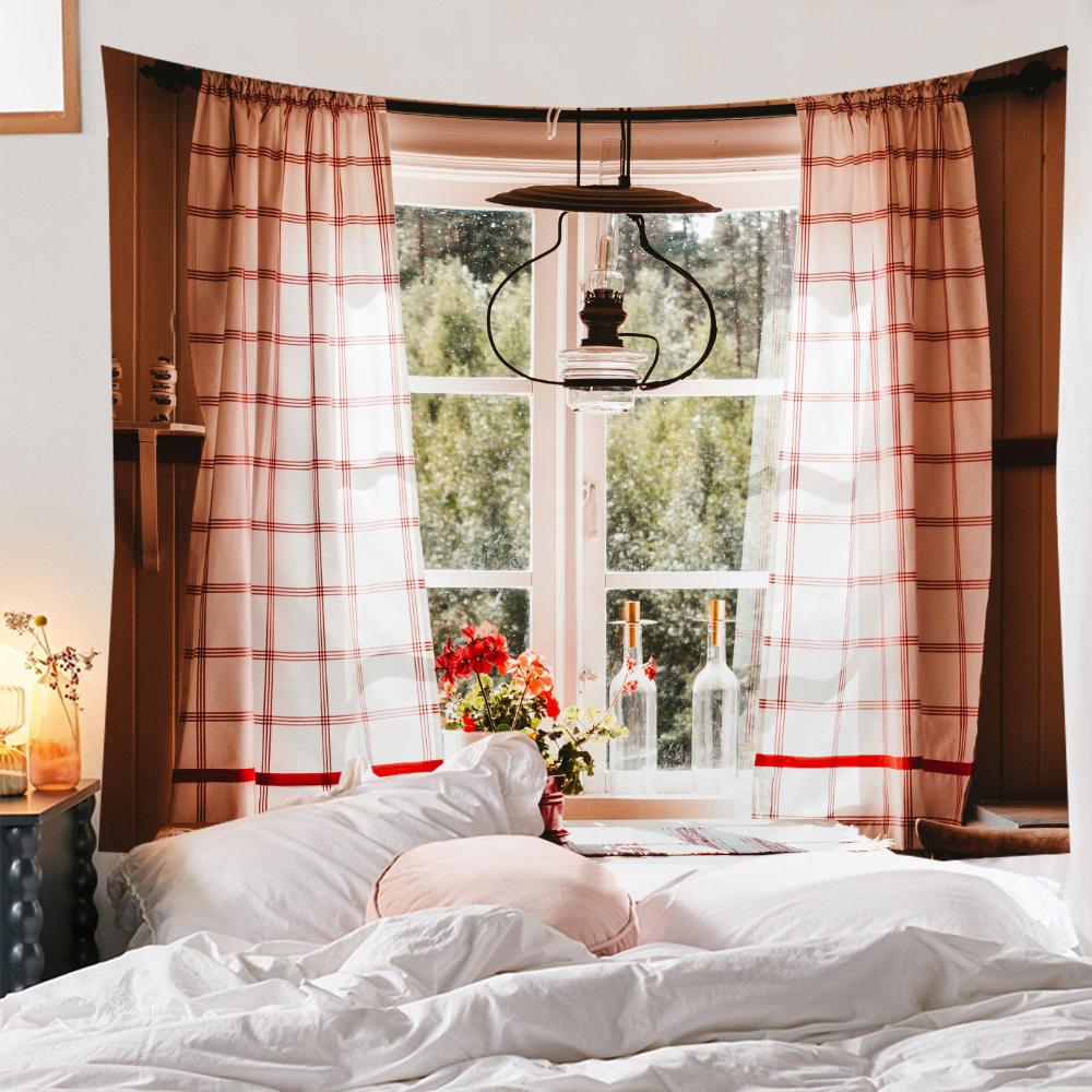 Hanging Home Decoration Wall Cloth Tapestry Imitation Window Mountain View Tapestry Sea Window Forest Wall