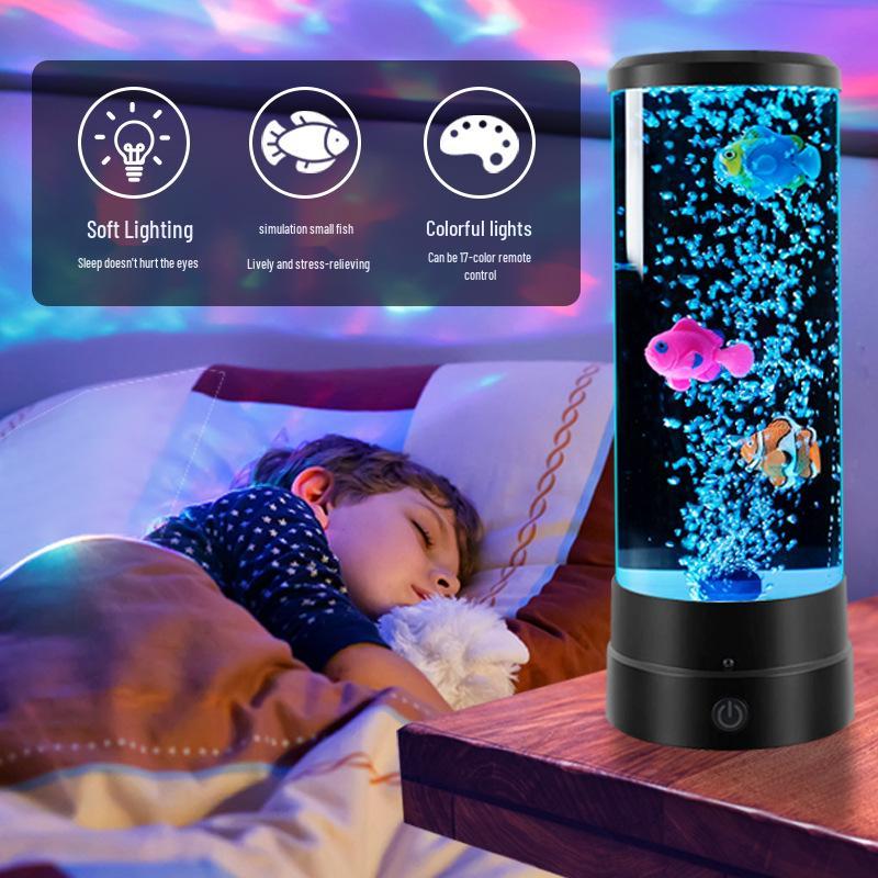 Color-Changing LED Night Light: Bubble Cylinder Fish Tank for Home Decor