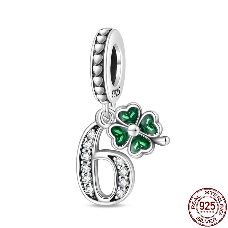 Genuine New Product Copper Lucky Number Pendants Fits Pan Bracelets DoItYourself Charms For Women Jewellery Fashion Gifts