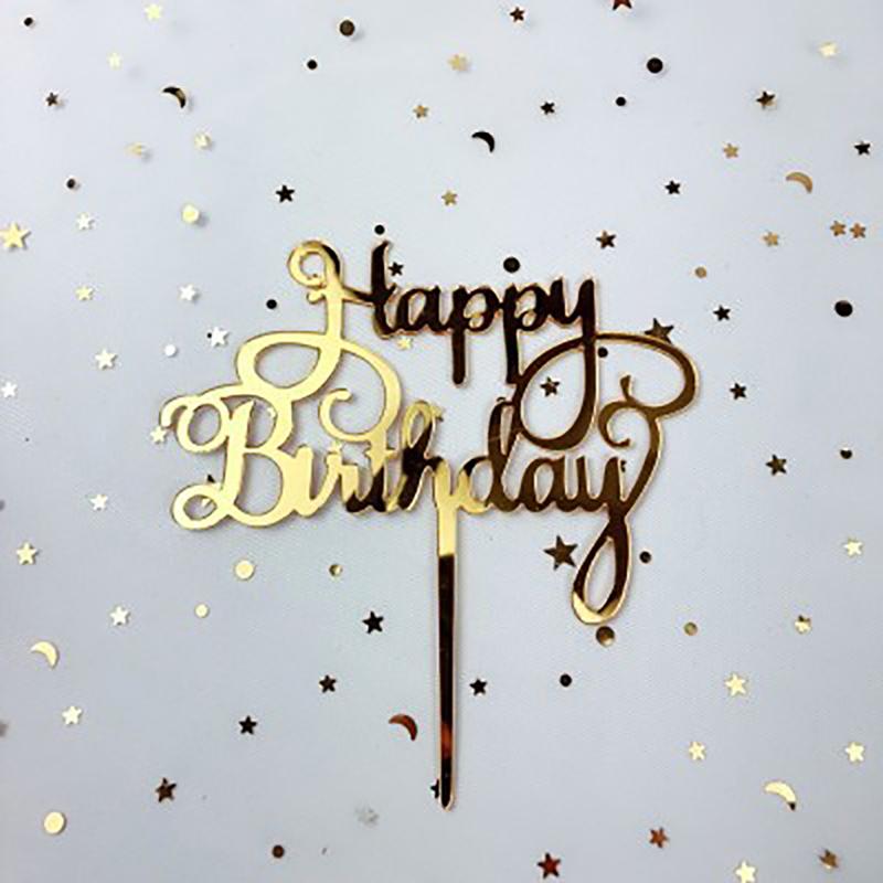 1Pcs Gold Acrylic Letter Happy Birthday Cake Party Supplies Decoration