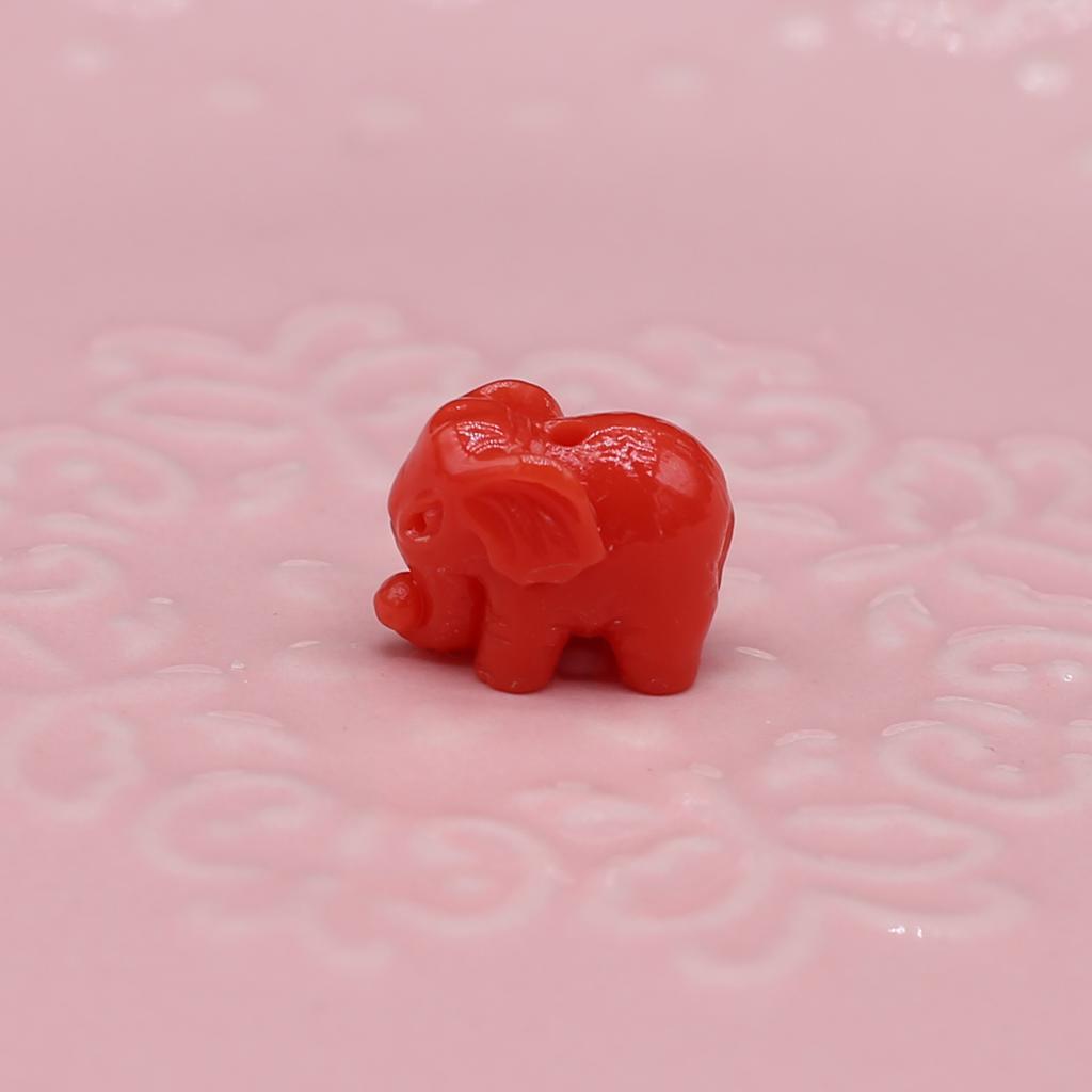 30Pcs/Bag Synthetic Coral Beads Elephant Shaped Perforated Loose Spacer Beads for Jewelry Making DIY Pendants Necklaces Keychains Accessories
