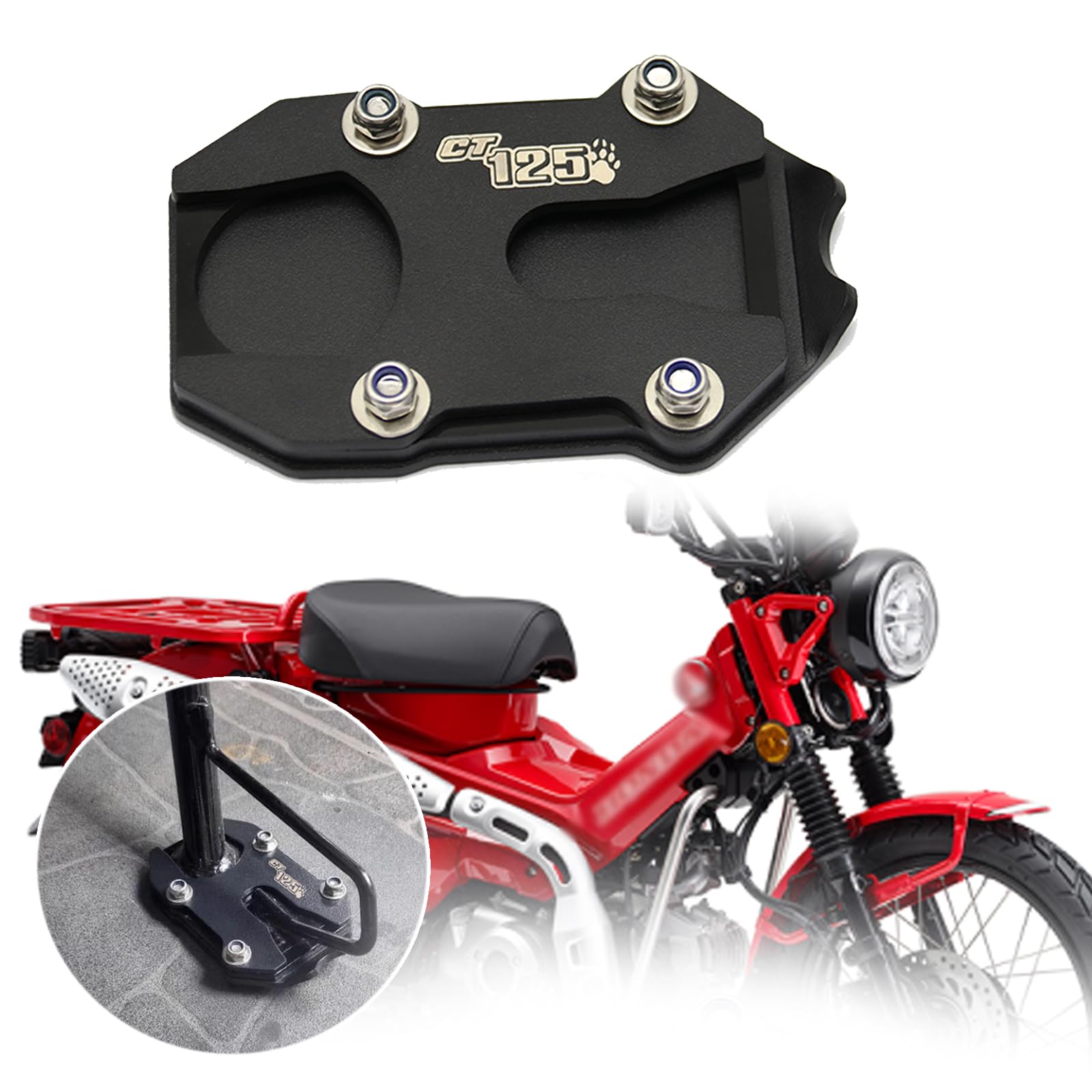 Для CT125 Trail 125 CT125 2024 Мотоцикл Подножка Боковая подставка Расширительная накладка Опора чёрный