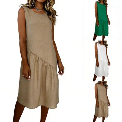 Women's Color Casual Fashion Sleeveless Round Neck Dress