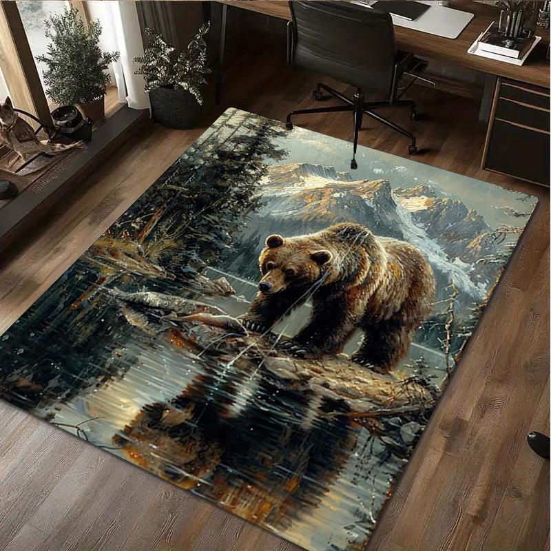 Black bear Rug - Home carpet Office Decorative Carpet For Living Room Bedroom Door Mat Floor Rug Computer Chair Area Rug