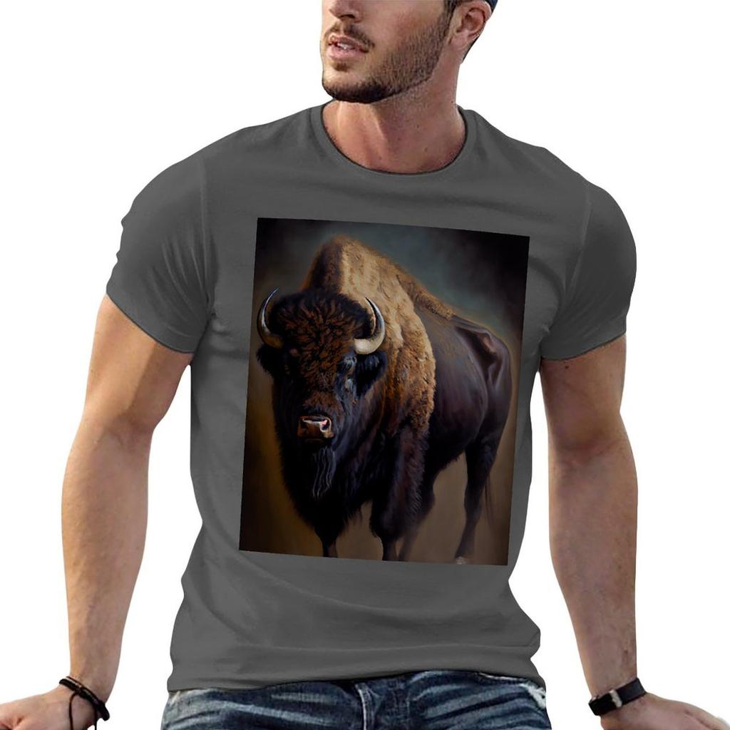 American Bison Oil Paint Tshirt T Shirts For Unisex Slim Fit T Shirts For Unisex Pack Cotton Unisex T Shirts Cotton Tshirt