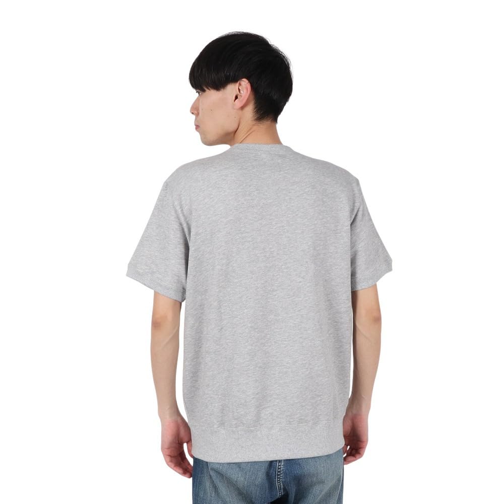 Champion Basic Short Sleeve Crew Neck Sweatshirt with Fleece Lining and Oxford Size XL Men's One-Point Logo, Gray, (C3-Z020)