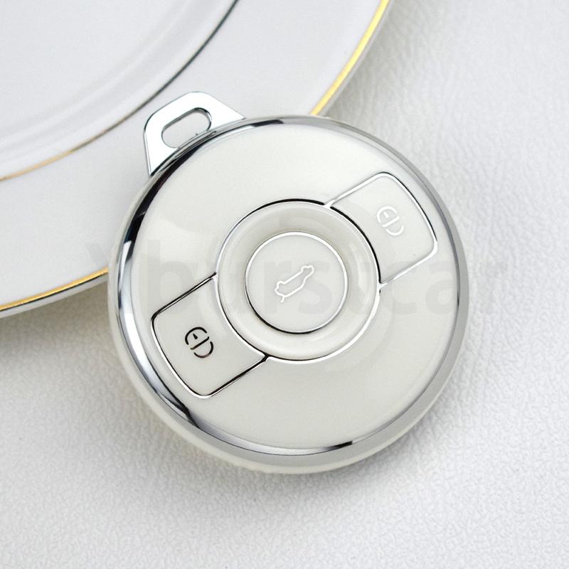 3 Knoppen Auto Shell Sleutelhouder Afstandsbediening Auto Sleutelhoes Cover Voor Mercedes Benz Smart Fortwo 1 Brabus Keyless Beschermer Accessoires white