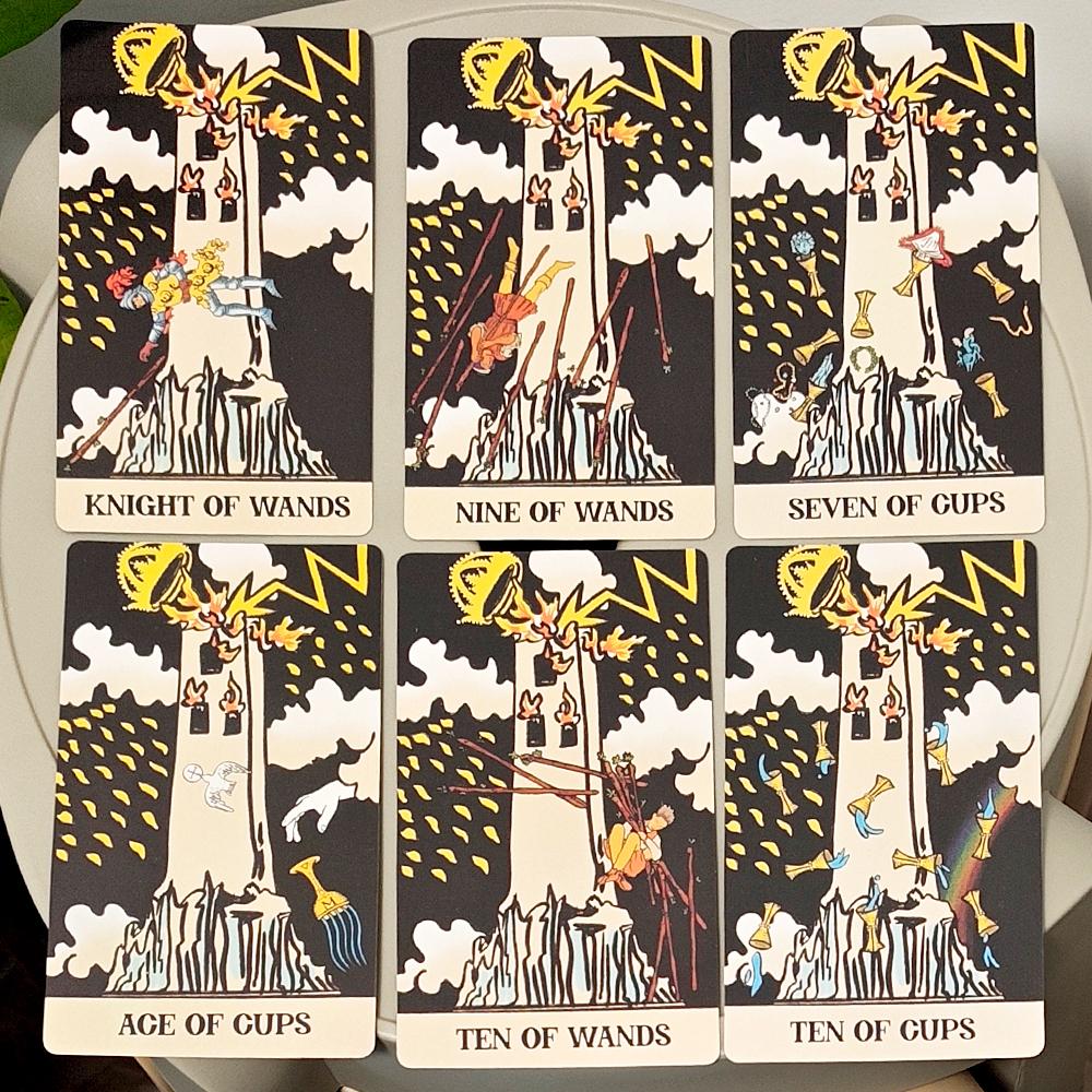 Tower Takeover Tarot Deck in Rigid Box 12*7cm, Unique 79-Card Tarot Set for Transformation & Liberation Double-embossed
