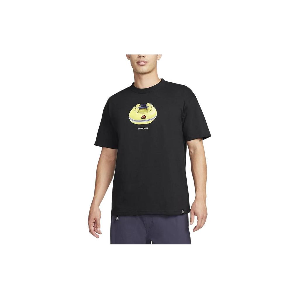 Nike ACG Cruise Boat Print Round Neck Casual Short Sleeve T-Shirt Men Tops Black FQ3726-010