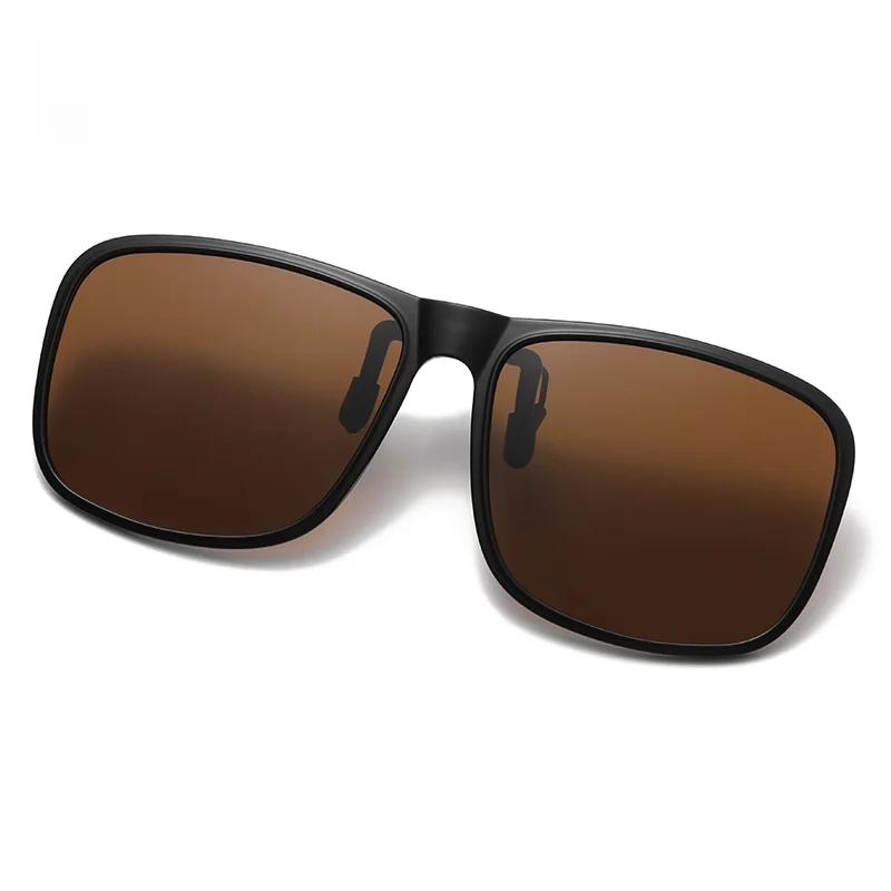 Polarized Sunglasses Square Men Clip on Glasses Flip-up Frames Sunglasses Cover Black Blue Night Vision Color Lens Lentes